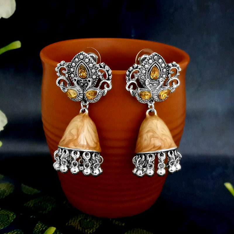 JewelJunk Brown Oxidized Plated Jhumka