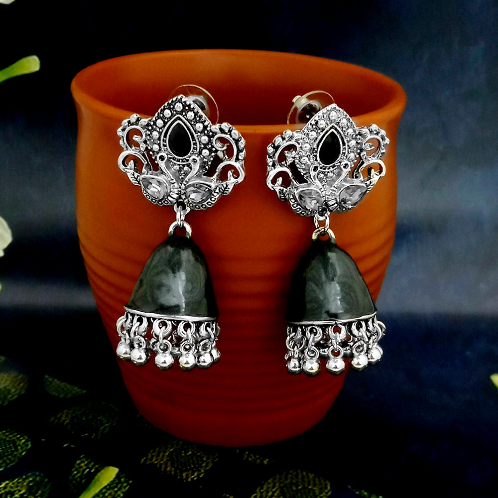 JewelJunk Black Oxidized Plated Jhumka