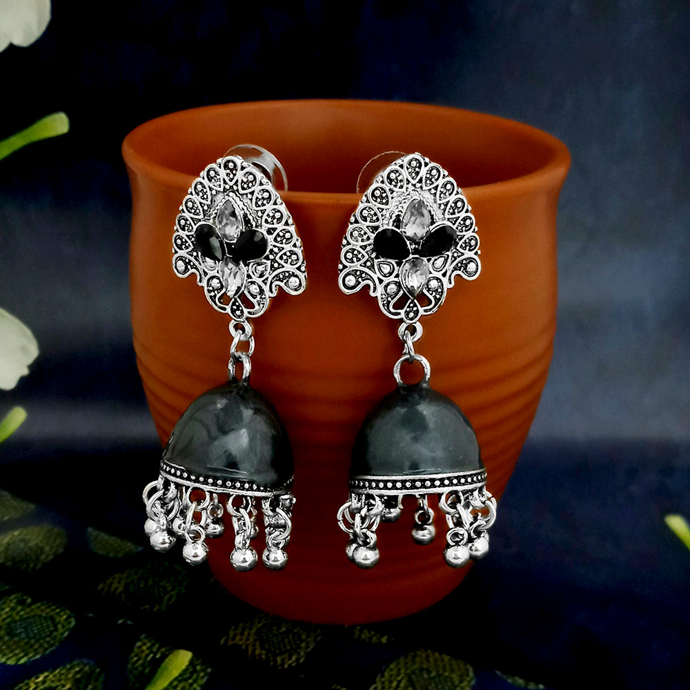 JewelJunk Black Oxidized Plated Jhumka