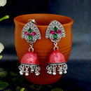 JewelJunk Maroon Oxidized Plated Jhumka
