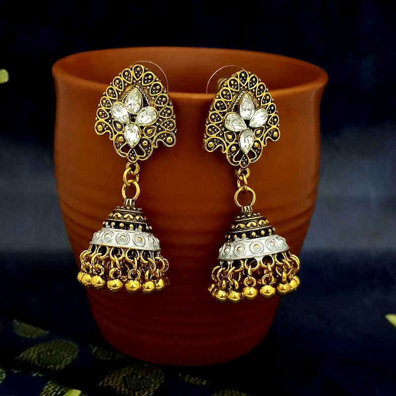 Jeweljunk Gold Oxidised Plated Jhumki Earrings -1317816