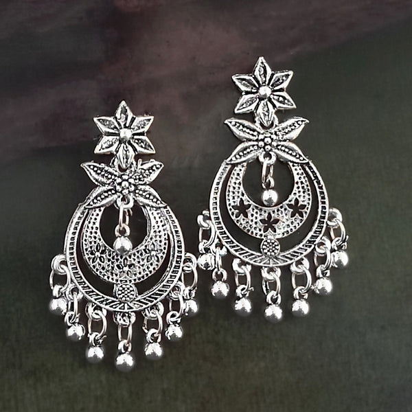 Woma Floral Oxidised Plated Trendy Dangler Earrings