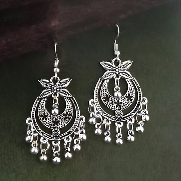 Woma Floral Oxidised Plated Trendy Dangler Earrings