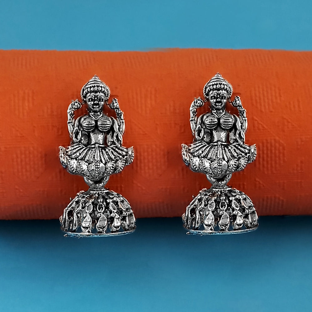 Jeweljunk Oxidised Plated Jhumki Earrings