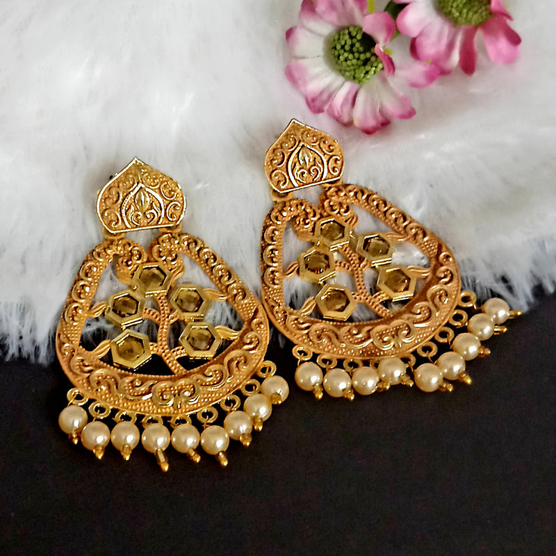 Woma Yellow Matte Meenakari Dangler Beads Drop Earrings