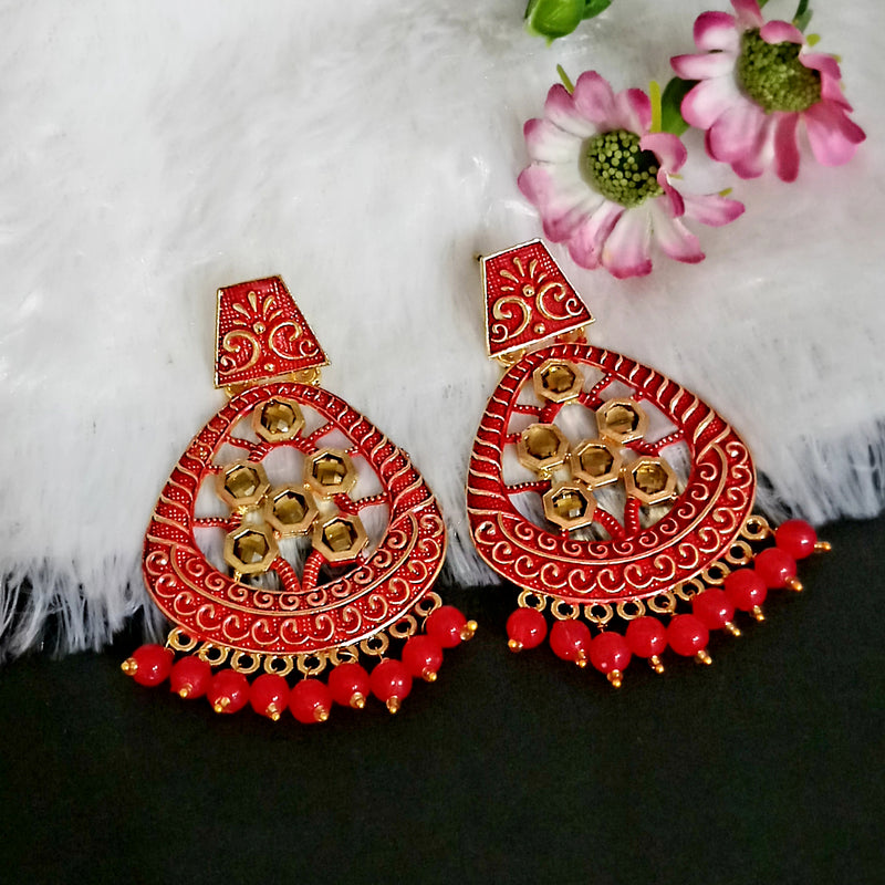 Amina Creation Gold Plated Meenakari Dangler Earrings Assorted Color