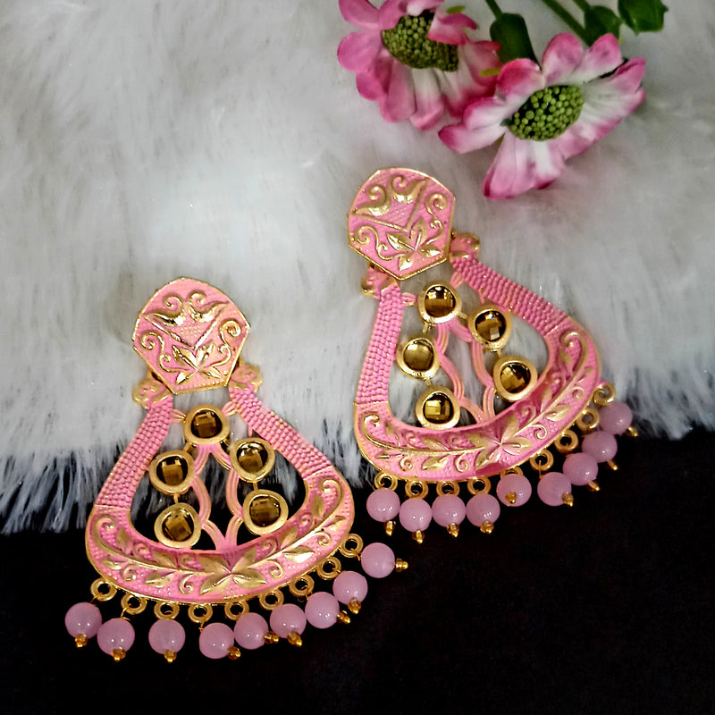 Amina Creation Gold Plated Meenakari Dangler Earrings Assorted Color