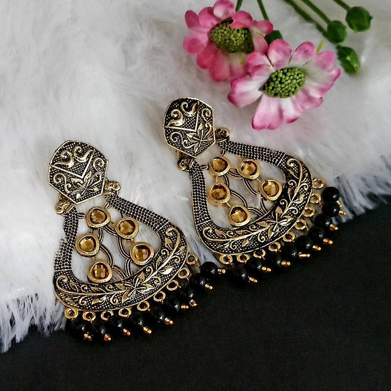 Woma Matte Meenakari Dangler Beads Drop Earrings