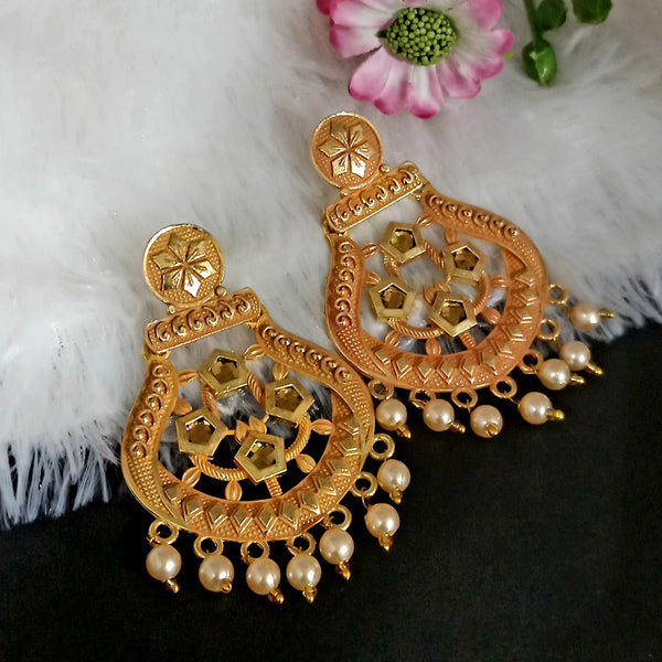 Woma Matte Yellow Meenakari Dangler Beads Drop Earrings