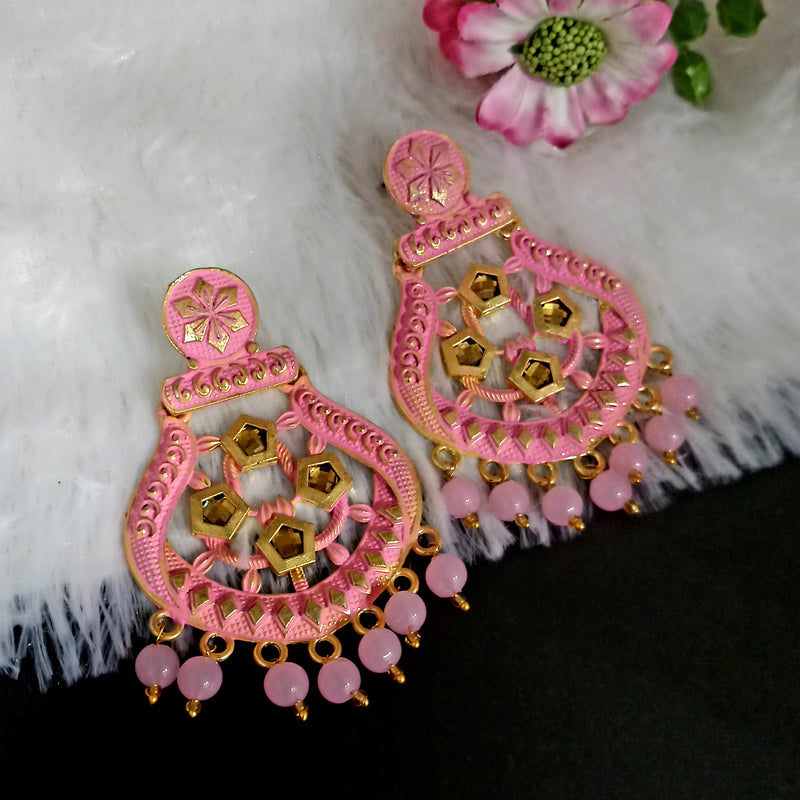 Amina Creation Gold Plated Meenakari Dangler Earrings Assorted Color