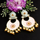 Woma Kundan Grey Meenakari Dangler Earrings