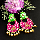 Woma Kundan Red Meenakari Dangler Earrings