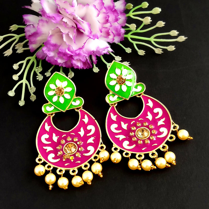 Woma Kundan Red Meenakari Dangler Earrings