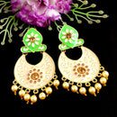 Woma Kundan Yellow Meenakari Dangler Earrings