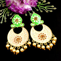 Woma Kundan Yellow Meenakari Dangler Earrings