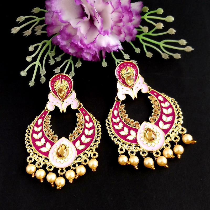 Woma Kundan Red Meenakari Dangler Earrings