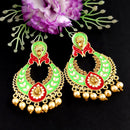 Woma Kundan Green Meenakari Dangler Earrings