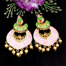 Woma Kundan Pink Meenakari Dangler Earrings