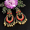 Woma Kundan Black and Red Meenakari Dangler Earrings