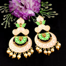 Woma Kundan Peach Meenakari Dangler Earrings