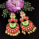 Woma Kundan Red Meenakari Dangler Earrings