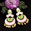 Woma Kundan Pink Meenakari Dangler Earrings