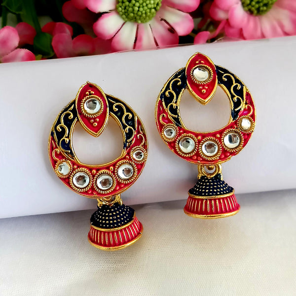 Woma Matte Black Meenakari Jhumki Earrings