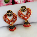 Woma Matte Red Meenakari Jhumki Earrings