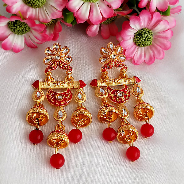 Woma Maroon Matte Meenakari Designer Earrings