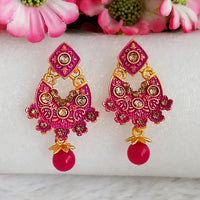 Woma Gold Plated Purple Dangler Meenakari Earrings - 1318058A