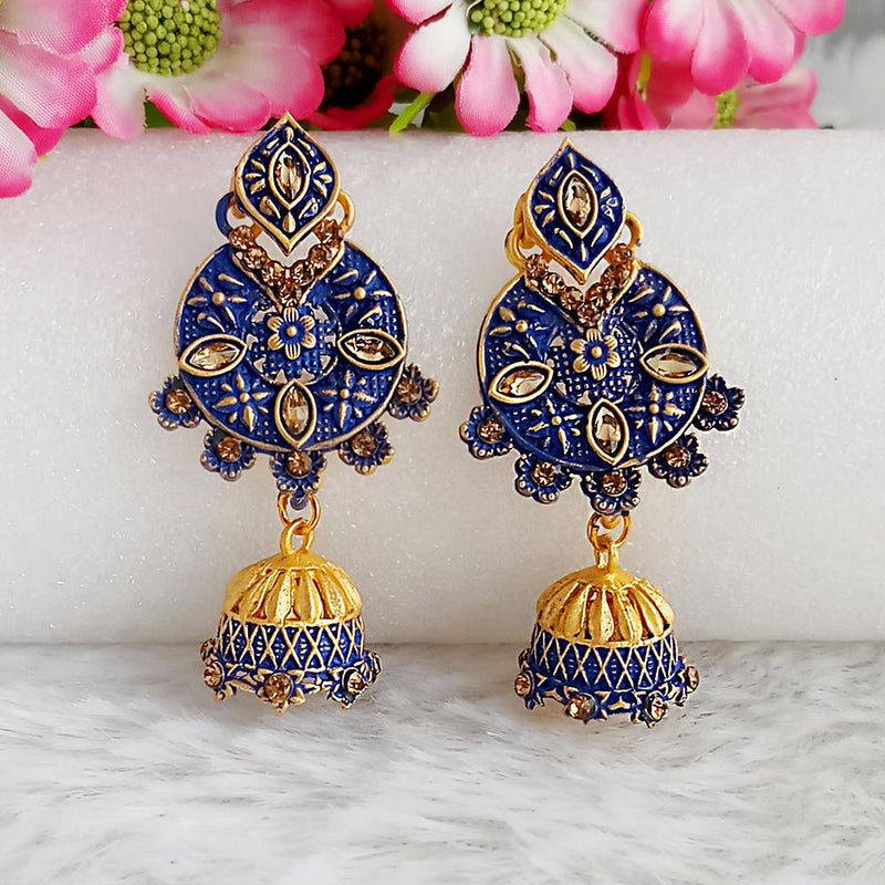 Woma Gold Plated Blue Dangler Meenakari Earrings - 1318059E