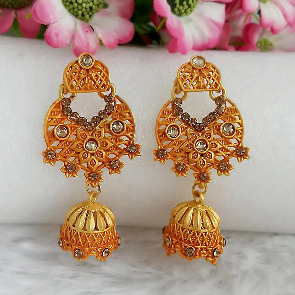 Woma Gold Plated Orange Dangler Meenakari Earrings - 1318065F