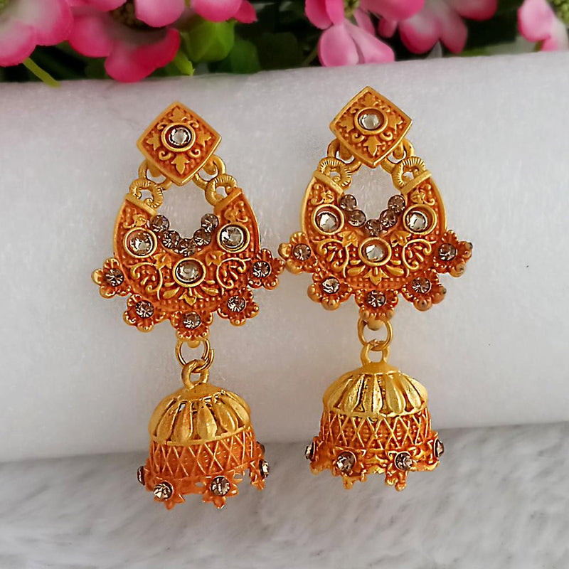 Woma Gold Plated Orange Dangler Meenakari Earrings - 1318068F