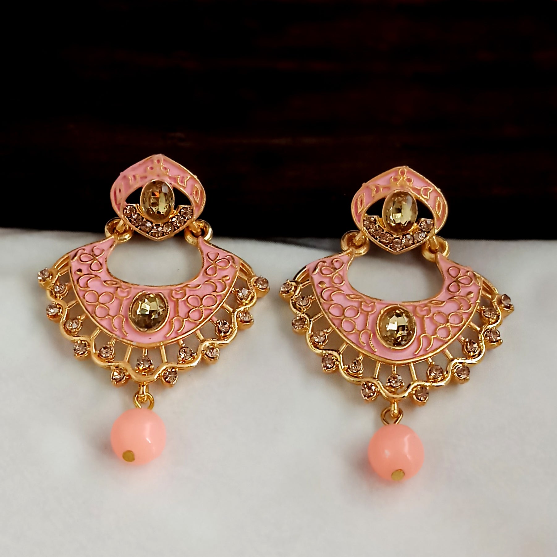 Amina Creation Gold Plated Meenakari Dangler Earrings Assorted Color