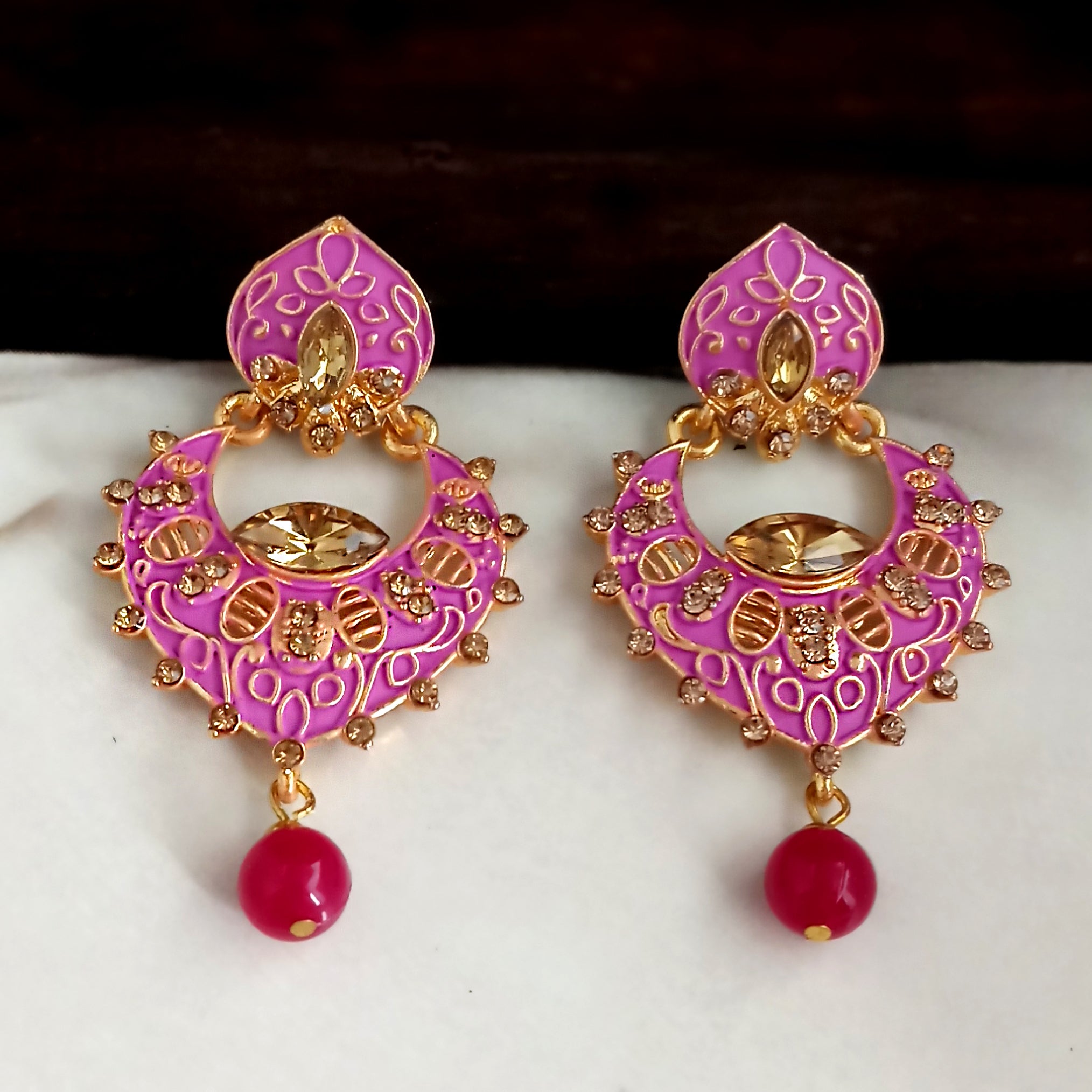 Amina Creation Gold Plated Meenakari Dangler Earrings Assorted Color