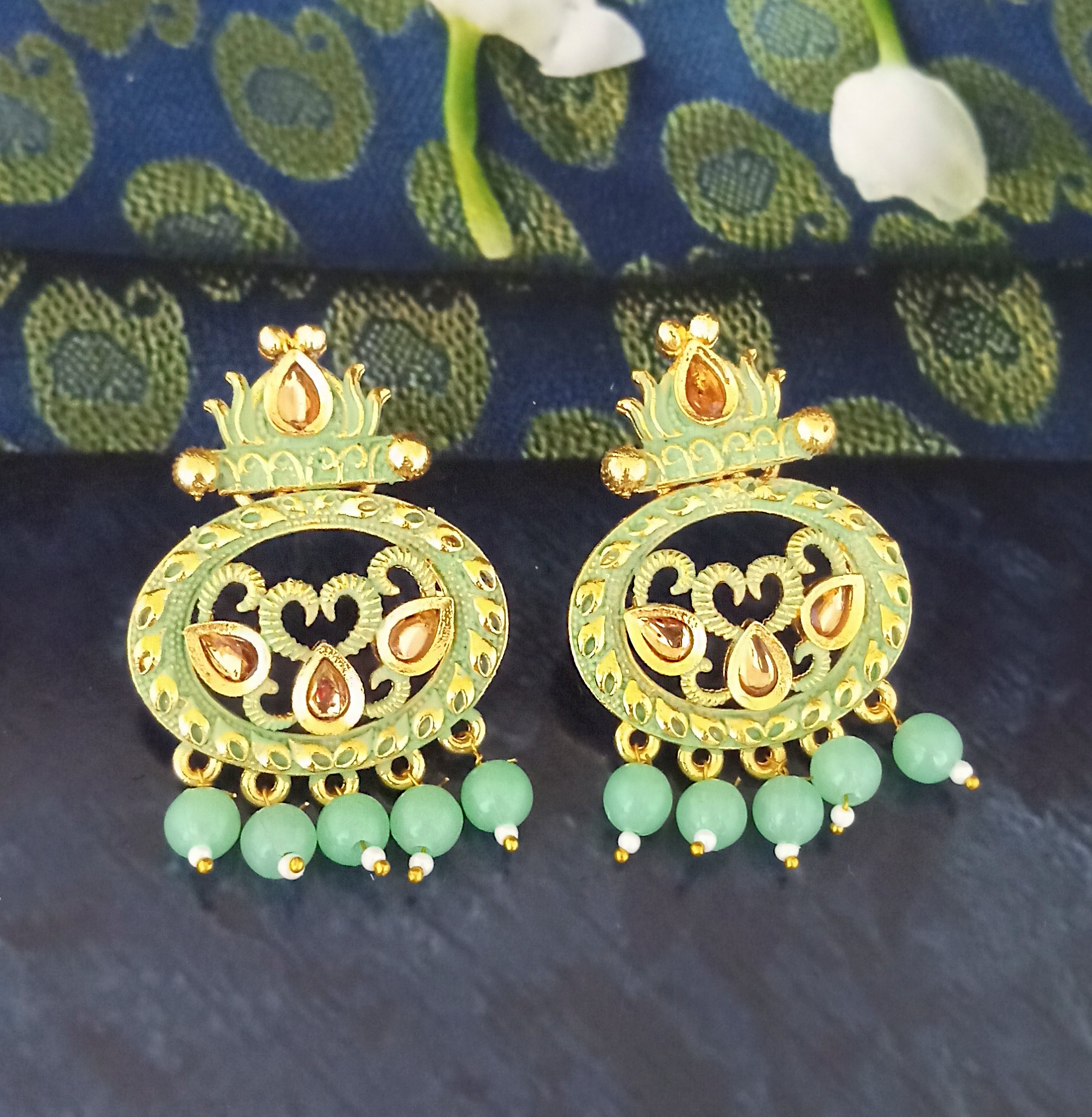 Amina Creation Gold Plated Meenakari Dangler Earrings Assorted Color