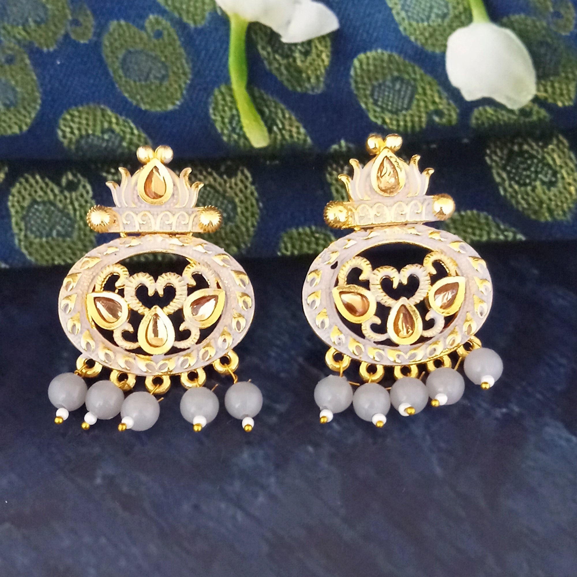 Amina Creation Gold Plated Meenakari Dangler Earrings Assorted Color