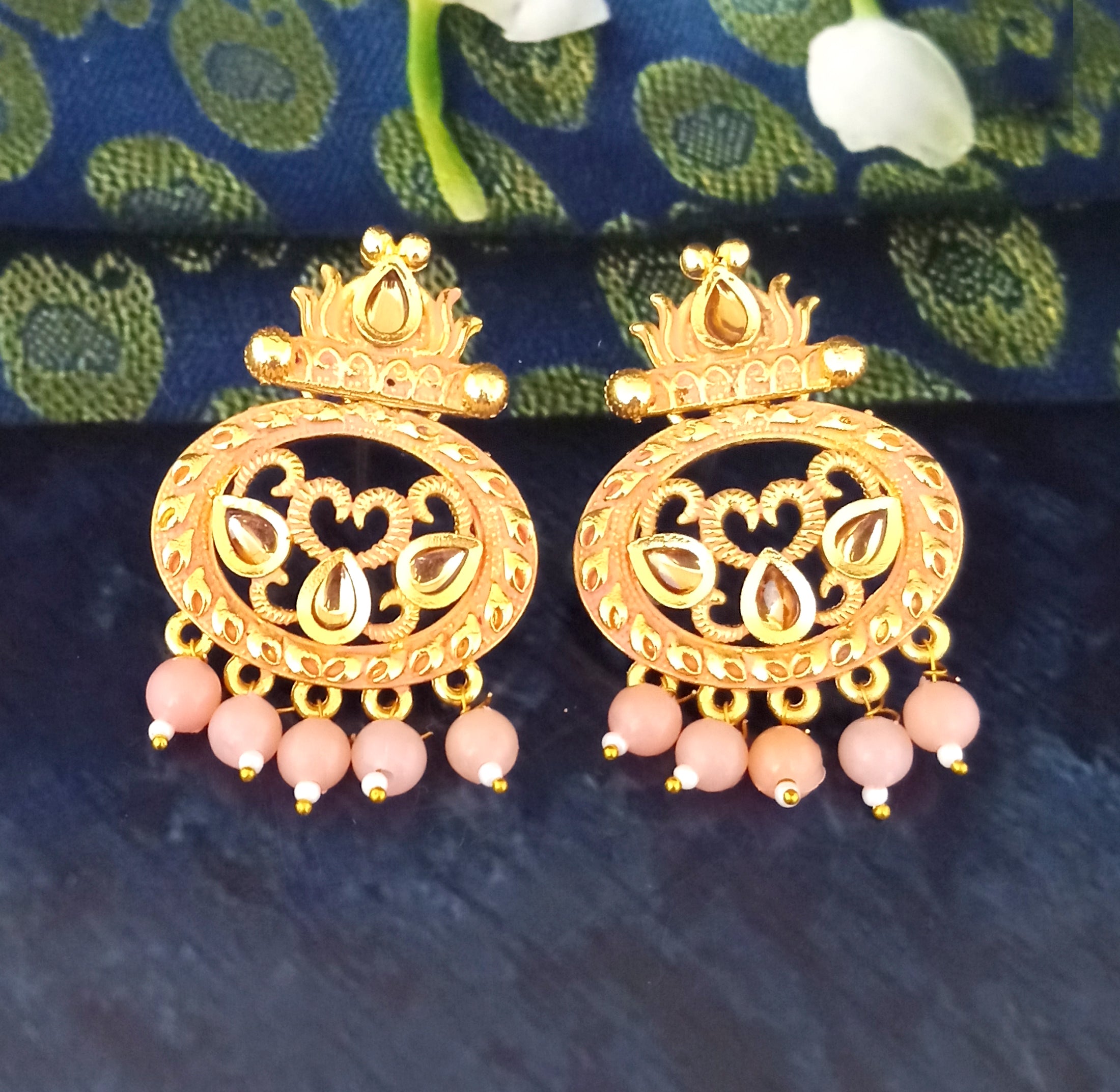 Amina Creation Gold Plated Meenakari Dangler Earrings Assorted Color