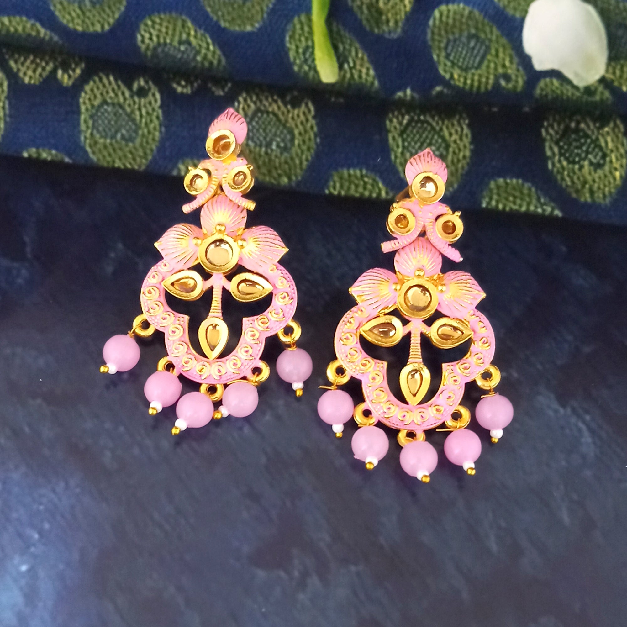 Amina Creation Gold Plated Meenakari Dangler Earrings Assorted Color