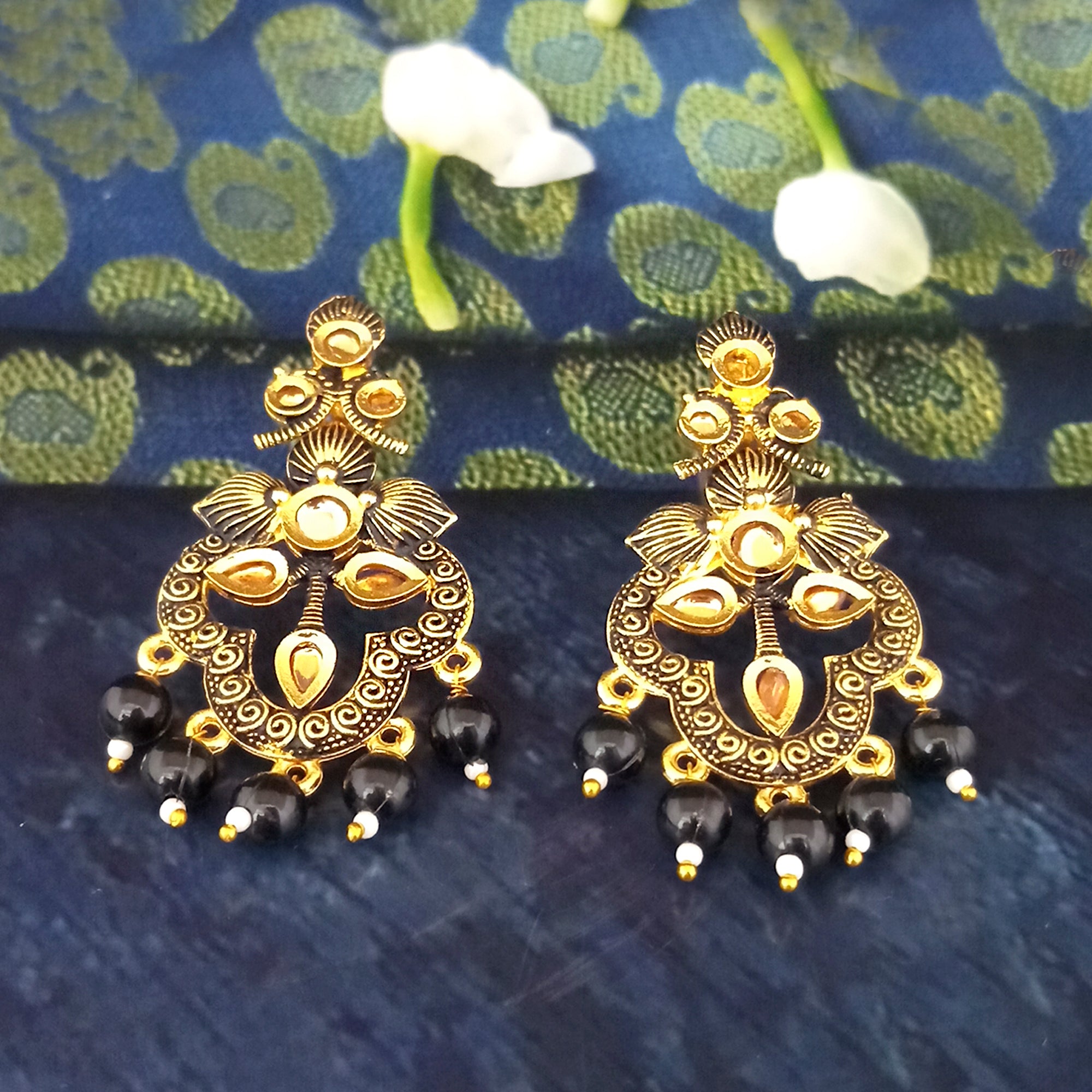 Amina Creation Gold Plated Meenakari Dangler Earrings Assorted Color