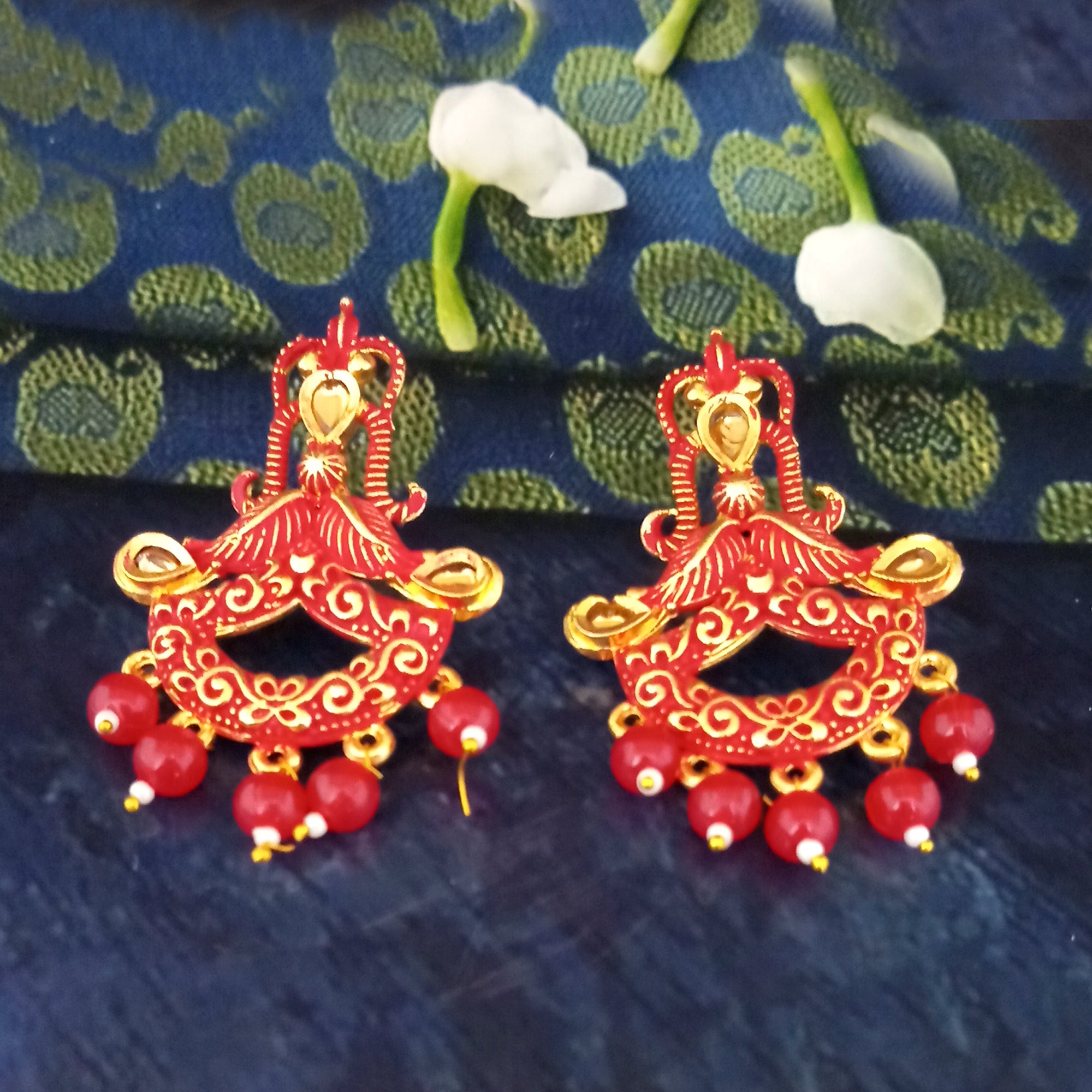 Amina Creation Gold Plated Meenakari Dangler Earrings Assorted Color