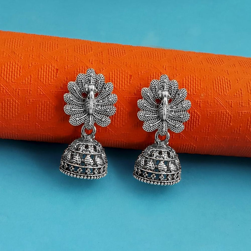 Woma Silver Oxidised Plated Pack Of 12 Trendy Jhumki Earrings - 1318113A
