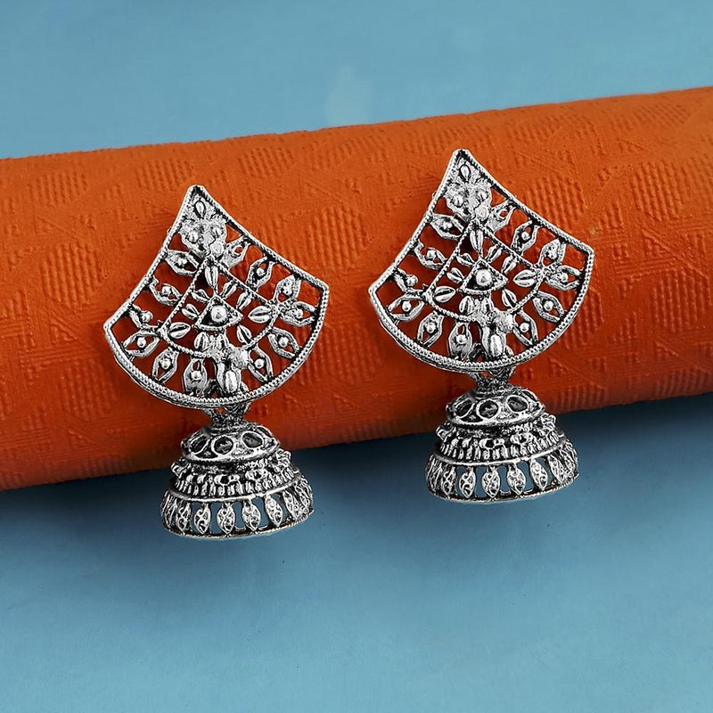 Kriaa Oxidised Plated Pack Of 12 Jhumki Earrings - 1318115A