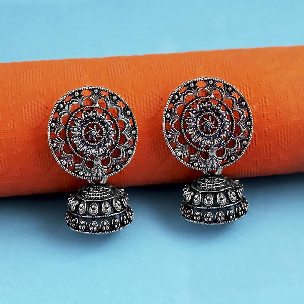 Kriaa Oxidised Plated Pack Of 12 Jhumki Earrings - 1318117a