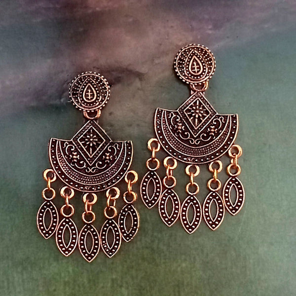 Woma Oxidised Antique Gold Plated Dangler Earrings