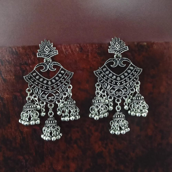 Woma Oxidised Plated Jhumki Earrings  - 1318382