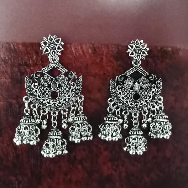 Woma Oxidised Plated Jhumki Earrings  - 1318384