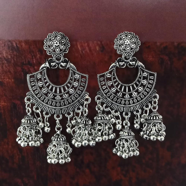 Woma Oxidised Plated Jhumki Earrings  - 1318386