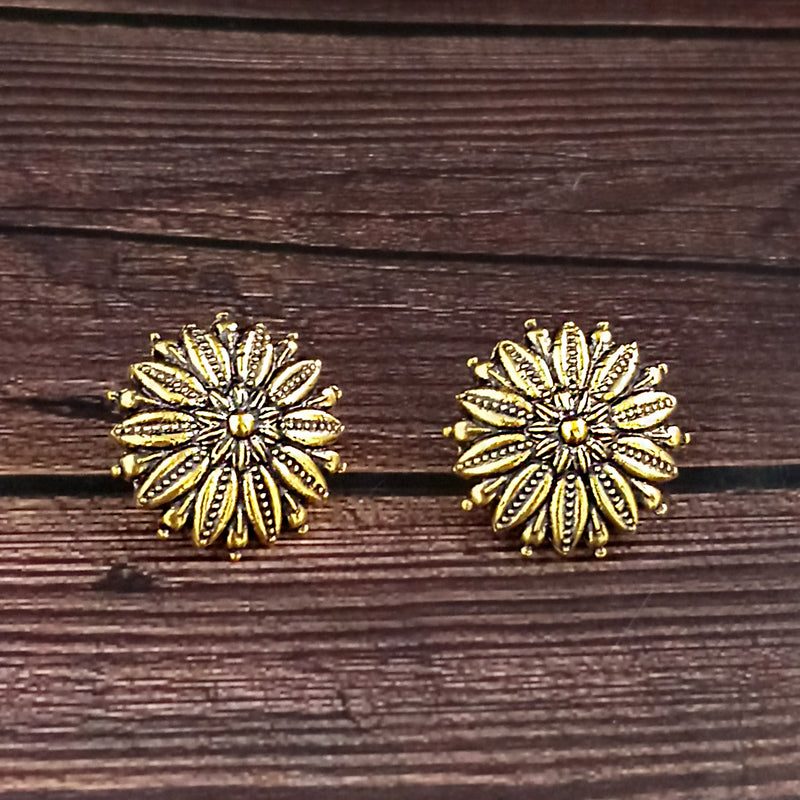 Woma Floral Gold Plated Stud Earrings