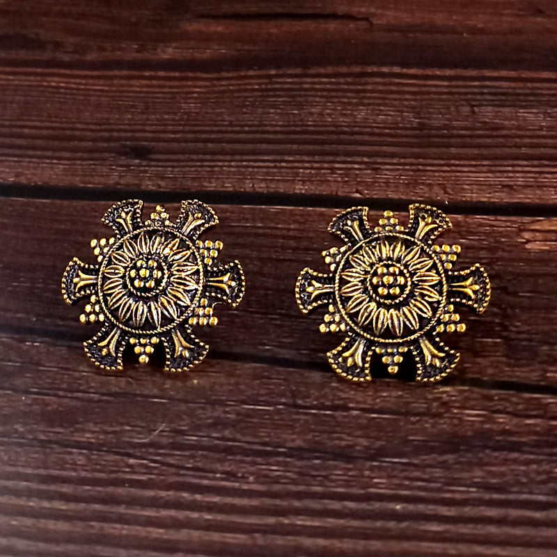 Woma Floral Gold Plated Stud Earrings